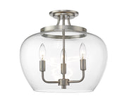 Joliet 3 Light 15.75" Semi Flush Mount in Brushed Nickel