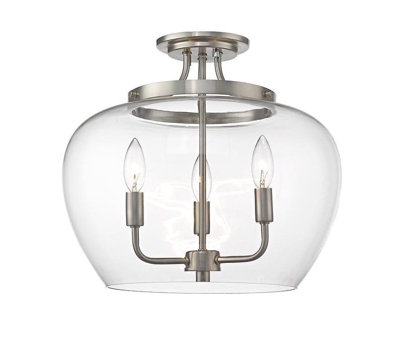 Joliet 3 Light 15.75" Semi Flush Mount in Brushed Nickel