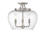 Joliet 3 Light 15.75" Semi Flush Mount in Brushed Nickel