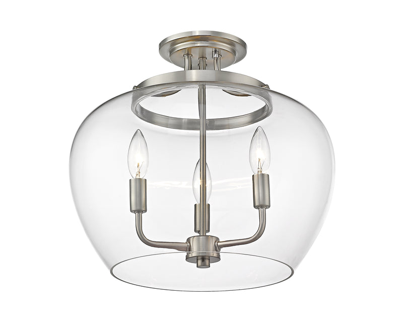 Joliet 3 Light 15.75" Semi Flush Mount in Brushed Nickel