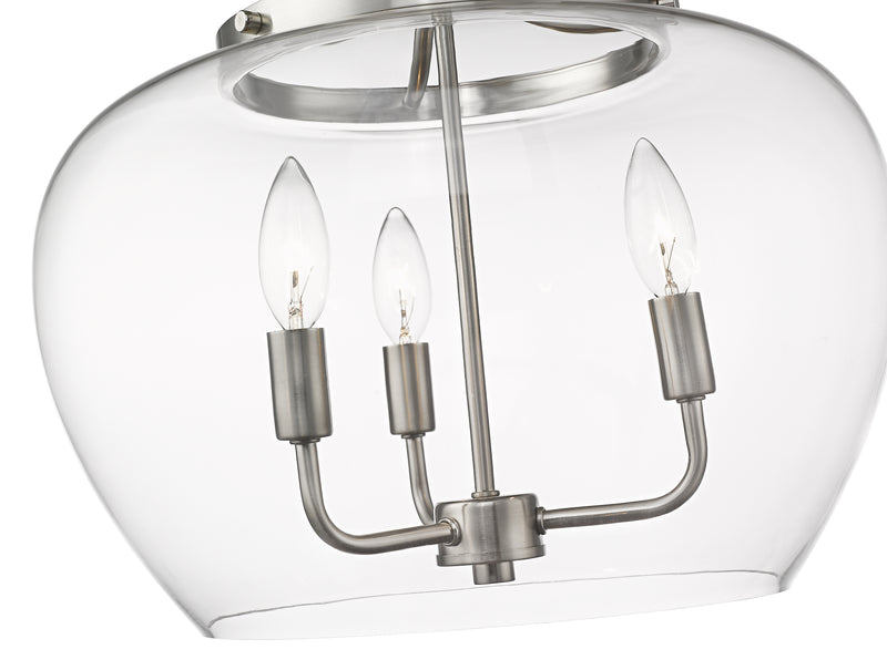Joliet 3 Light 15.75" Semi Flush Mount in Brushed Nickel