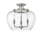 Joliet 3 Light 15.75" Semi Flush Mount in Brushed Nickel