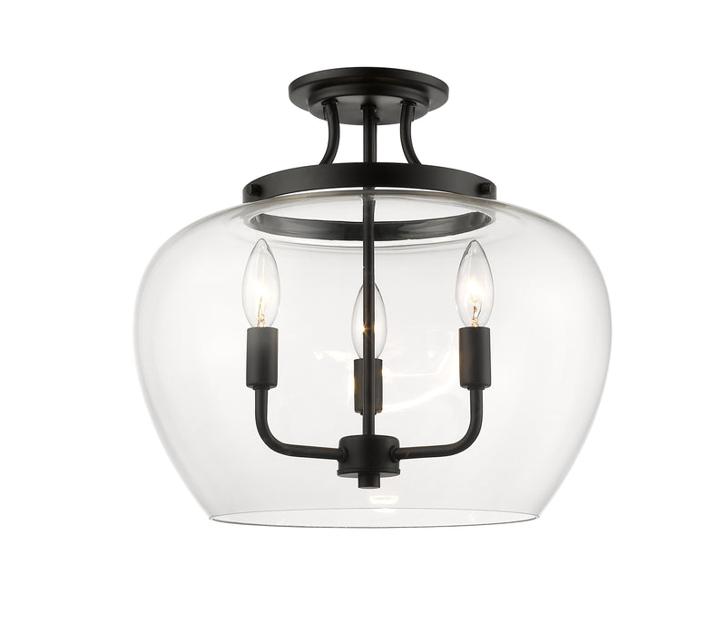 Joliet 3 Light 15.75" Semi Flush Mount in Matte Black