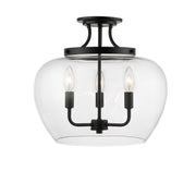 Joliet 3 Light 15.75" Semi Flush Mount in Matte Black