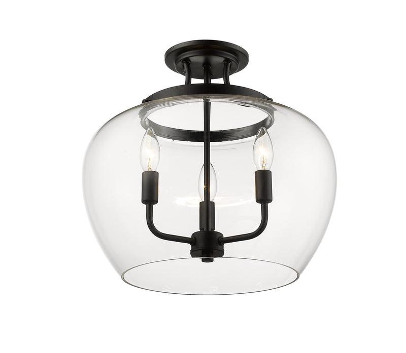 Joliet 3 Light 15.75" Semi Flush Mount in Matte Black