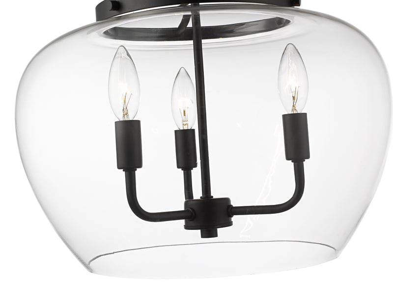 Joliet 3 Light 15.75" Semi Flush Mount in Matte Black