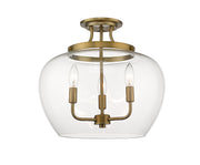 Joliet 3 Light 15.75" Semi Flush Mount in Olde Brass
