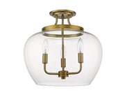 Joliet 3 Light 15.75" Semi Flush Mount in Olde Brass