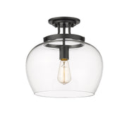 Joliet 1 Light 13" Semi Flush Mount in Matte Black