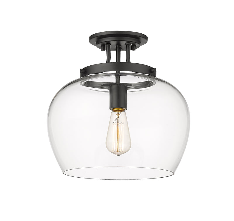 Joliet 1 Light 13" Semi Flush Mount in Matte Black