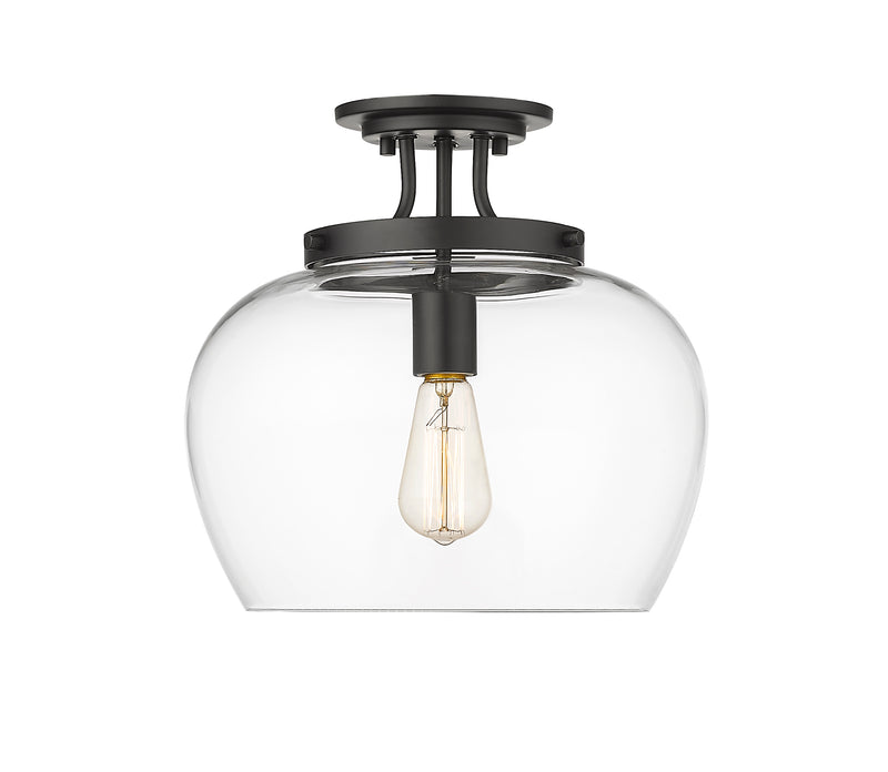 Joliet 1 Light 13" Semi Flush Mount in Matte Black