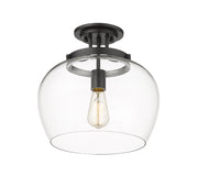 Joliet 1 Light 13" Semi Flush Mount in Matte Black