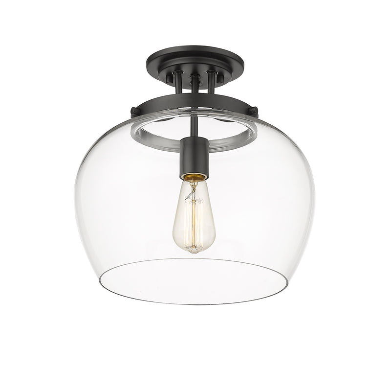 Joliet 1 Light 13" Semi Flush Mount in Matte Black
