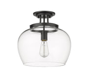 Joliet 1 Light 13" Semi Flush Mount in Matte Black