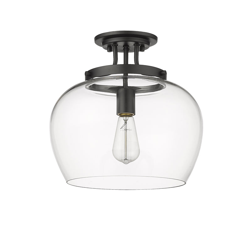 Joliet 1 Light 13" Semi Flush Mount in Matte Black