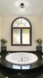 Joliet 1 Light 13" Semi Flush Mount in Matte Black in a room setting
