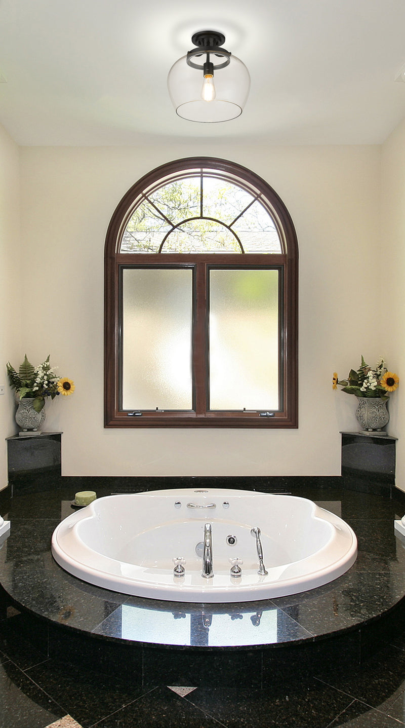 Joliet 1 Light 13" Semi Flush Mount in Matte Black in a room setting