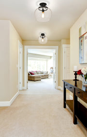 Joliet 1 Light 13" Semi Flush Mount in Matte Black in a room setting