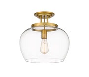 Joliet 1 Light 13" Semi Flush Mount in Olde Brass