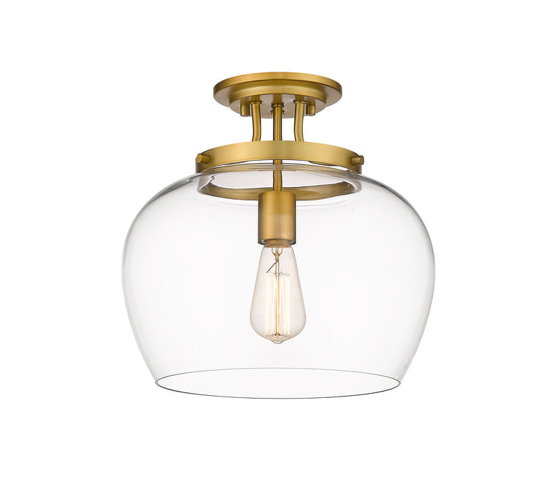 Joliet 1 Light 13" Semi Flush Mount in Olde Brass