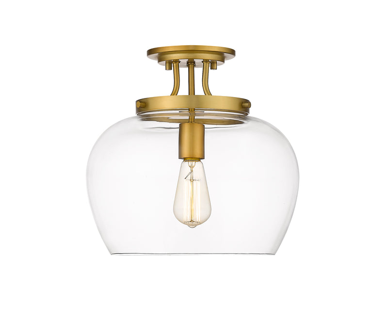 Joliet 1 Light 13" Semi Flush Mount in Olde Brass