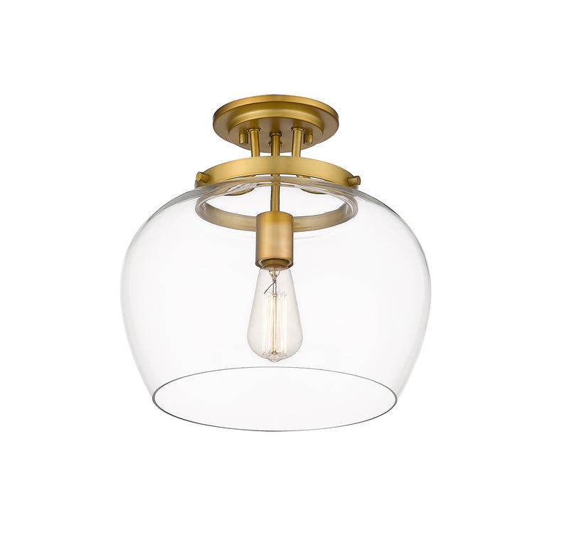 Joliet 1 Light 13" Semi Flush Mount in Olde Brass