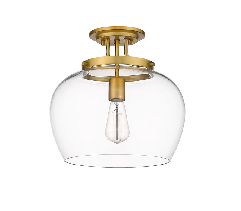 Joliet 1 Light 13" Semi Flush Mount in Olde Brass