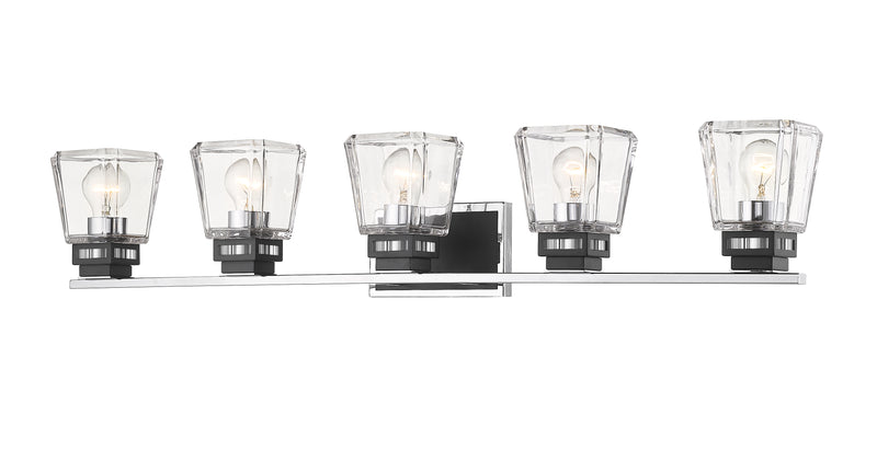 Jackson 5 Light 42.25" Vanity in Chrome + Matte Black