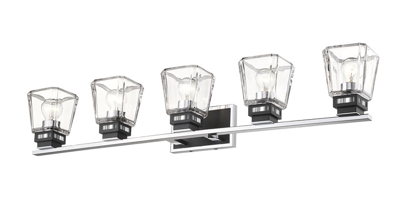 Jackson 5 Light 42.25" Vanity in Chrome + Matte Black