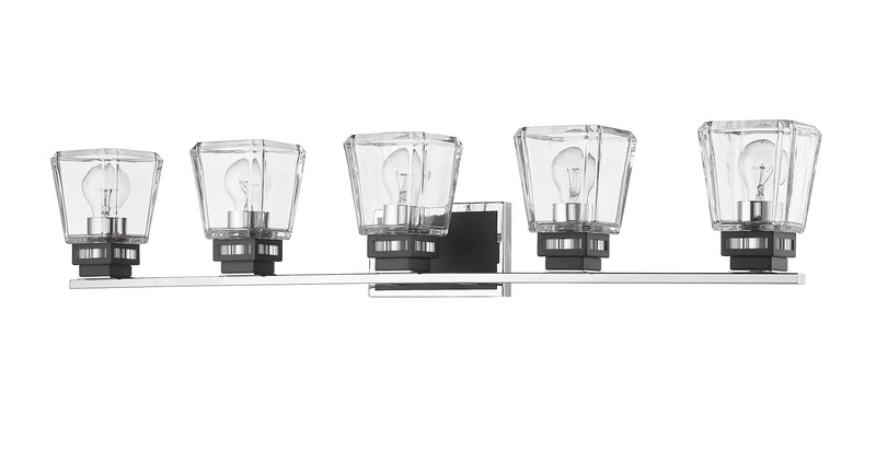 Jackson 5 Light 42.25" Vanity in Chrome + Matte Black