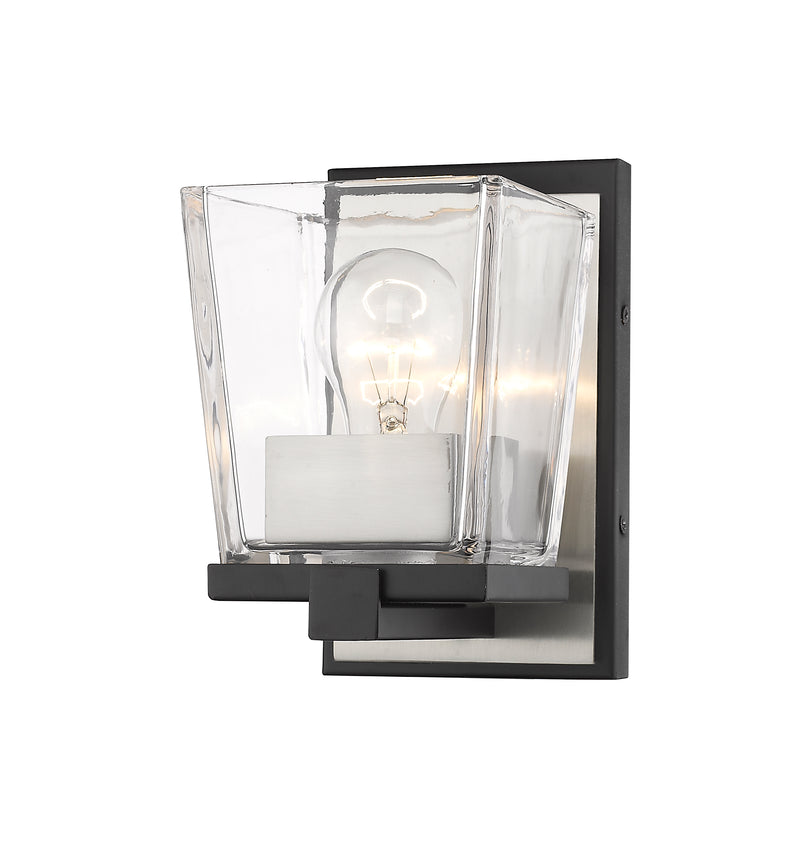 Bleeker Street 1 Light 5" Wall Sconce in Matte Black + Brushed Nickel