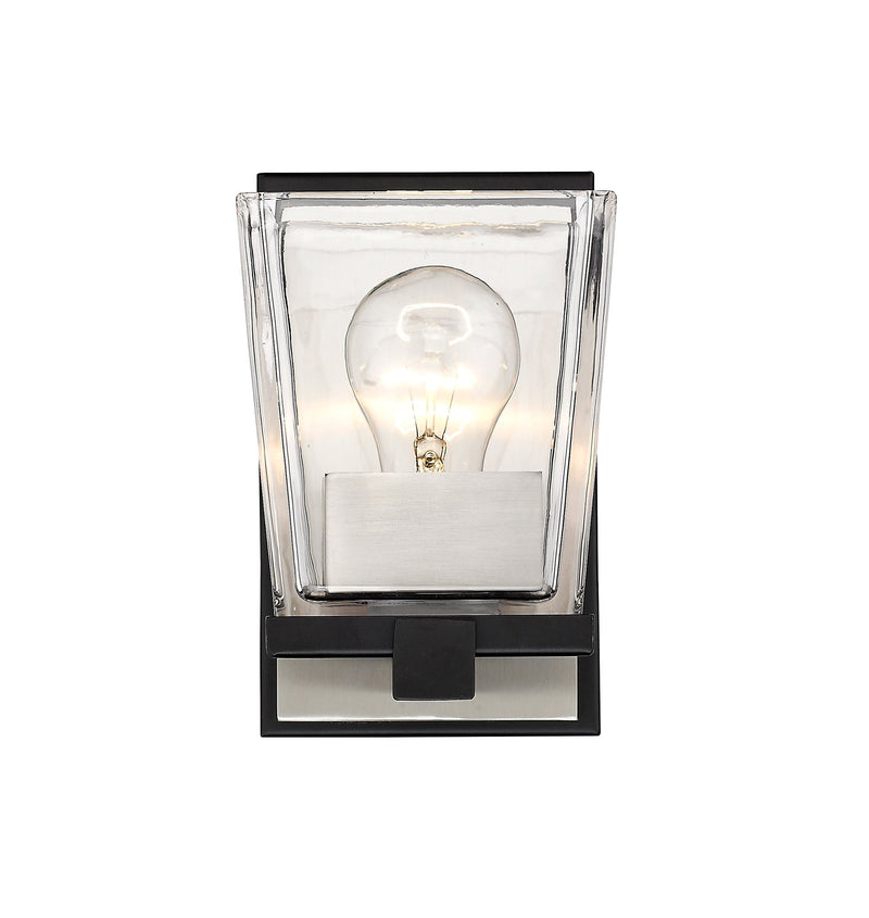 Bleeker Street 1 Light 5" Wall Sconce in Matte Black + Brushed Nickel