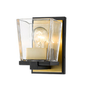 Bleeker Street 1 Light 5" Wall Sconce in Matte Black + Olde Brass