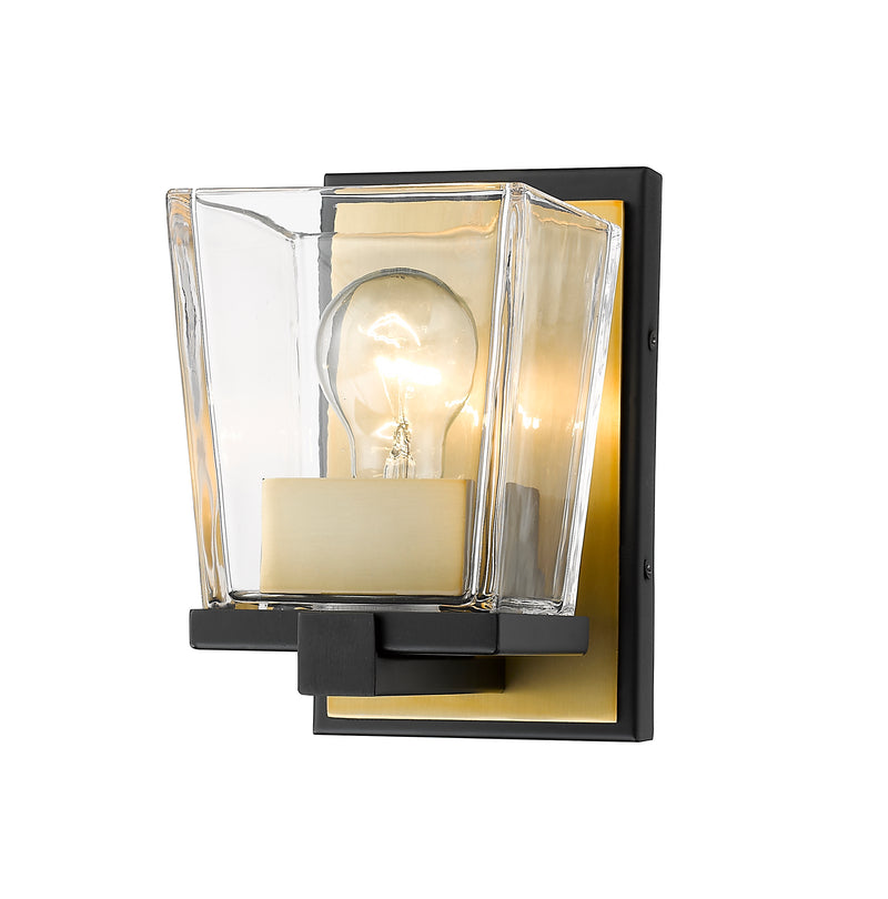 Bleeker Street 1 Light 5" Wall Sconce in Matte Black + Olde Brass