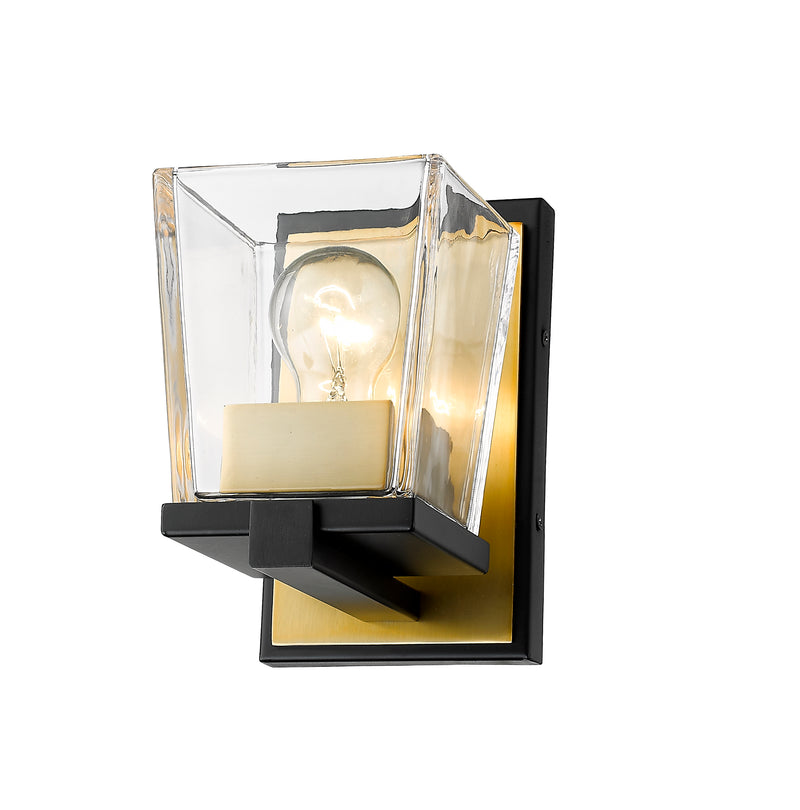 Bleeker Street 1 Light 5" Wall Sconce in Matte Black + Olde Brass
