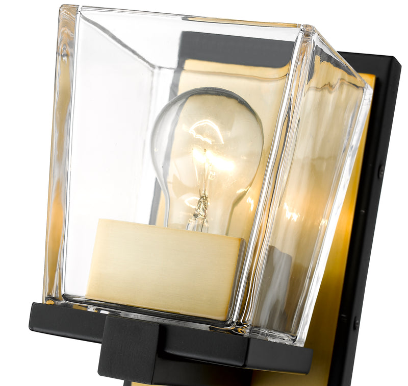 Bleeker Street 1 Light 5" Wall Sconce in Matte Black + Olde Brass