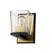 Bleeker Street 1 Light 5" Wall Sconce in Matte Black + Olde Brass