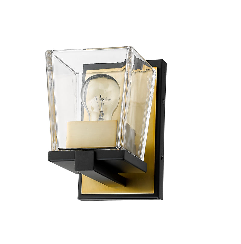 Bleeker Street 1 Light 5" Wall Sconce in Matte Black + Olde Brass