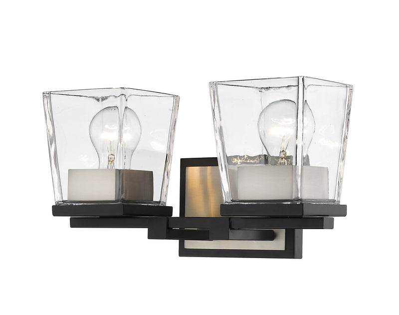 Bleeker Street 2 Light 14" Vanity in Matte Black + Brushed Nickel