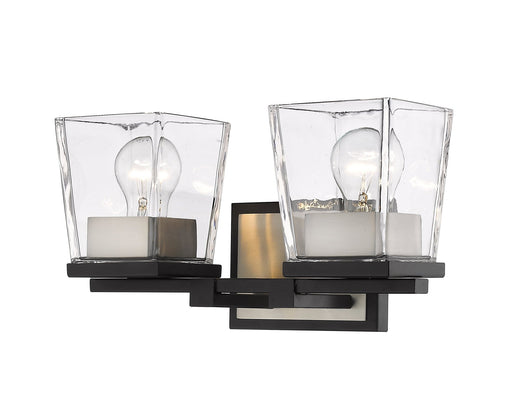 Bleeker Street 2 Light 14" Vanity in Matte Black + Brushed Nickel