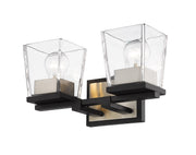 Bleeker Street 2 Light 14" Vanity in Matte Black + Brushed Nickel
