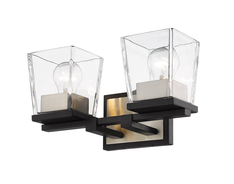Bleeker Street 2 Light 14" Vanity in Matte Black + Brushed Nickel