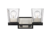 Bleeker Street 2 Light 14" Vanity in Matte Black + Brushed Nickel
