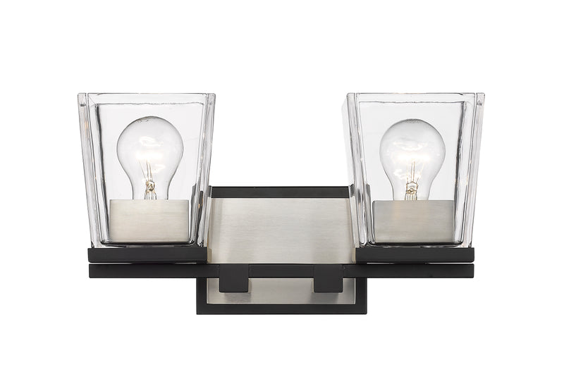 Bleeker Street 2 Light 14" Vanity in Matte Black + Brushed Nickel