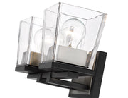 Bleeker Street 2 Light 14" Vanity in Matte Black + Brushed Nickel