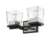 Bleeker Street 2 Light 14" Vanity in Matte Black + Brushed Nickel