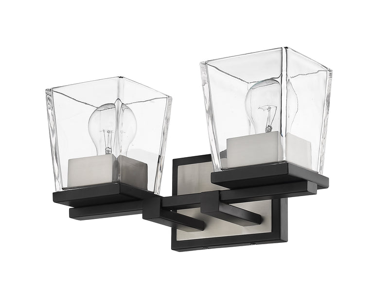 Bleeker Street 2 Light 14" Vanity in Matte Black + Brushed Nickel