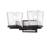 Bleeker Street 2 Light 14" Vanity in Matte Black + Chrome