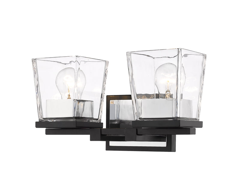 Bleeker Street 2 Light 14" Vanity in Matte Black + Chrome