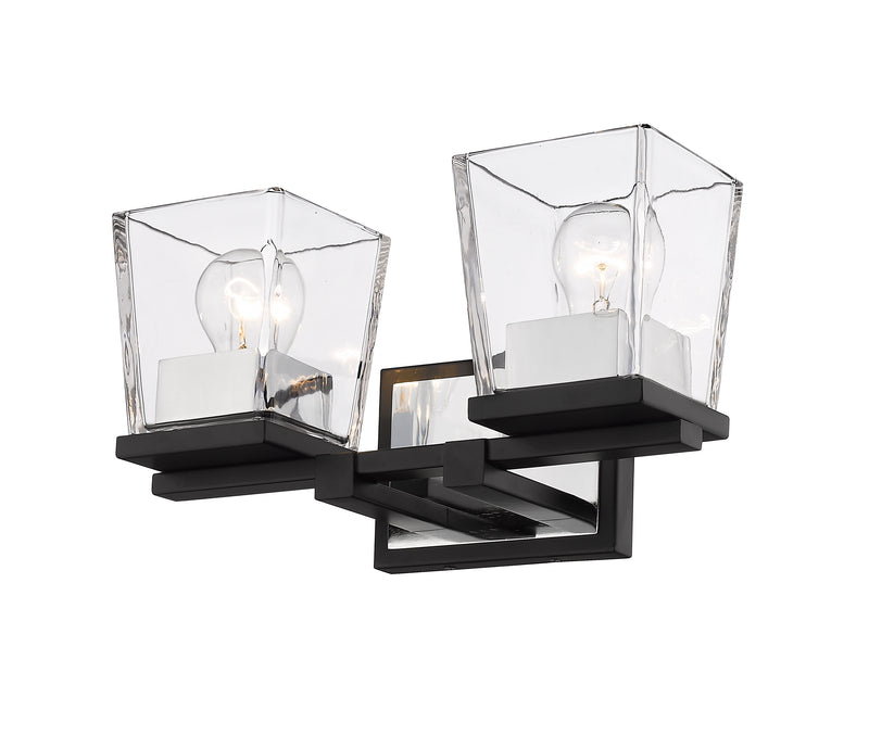 Bleeker Street 2 Light 14" Vanity in Matte Black + Chrome